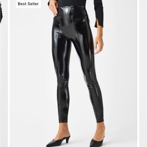 Spanx black faux patent leather leggings pant